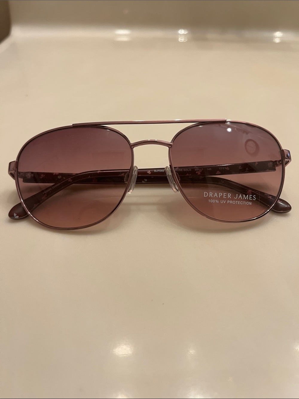 NEW Draper James Women’s Rose Gold Aviator Sunglasses with Pink Gradient Lens